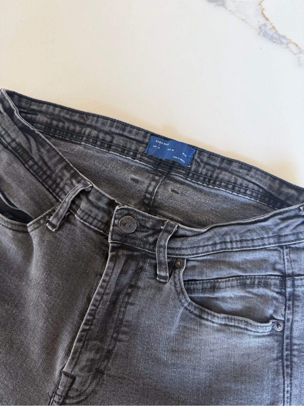 Zara Men's Washed Grey Slim Straight Jeans